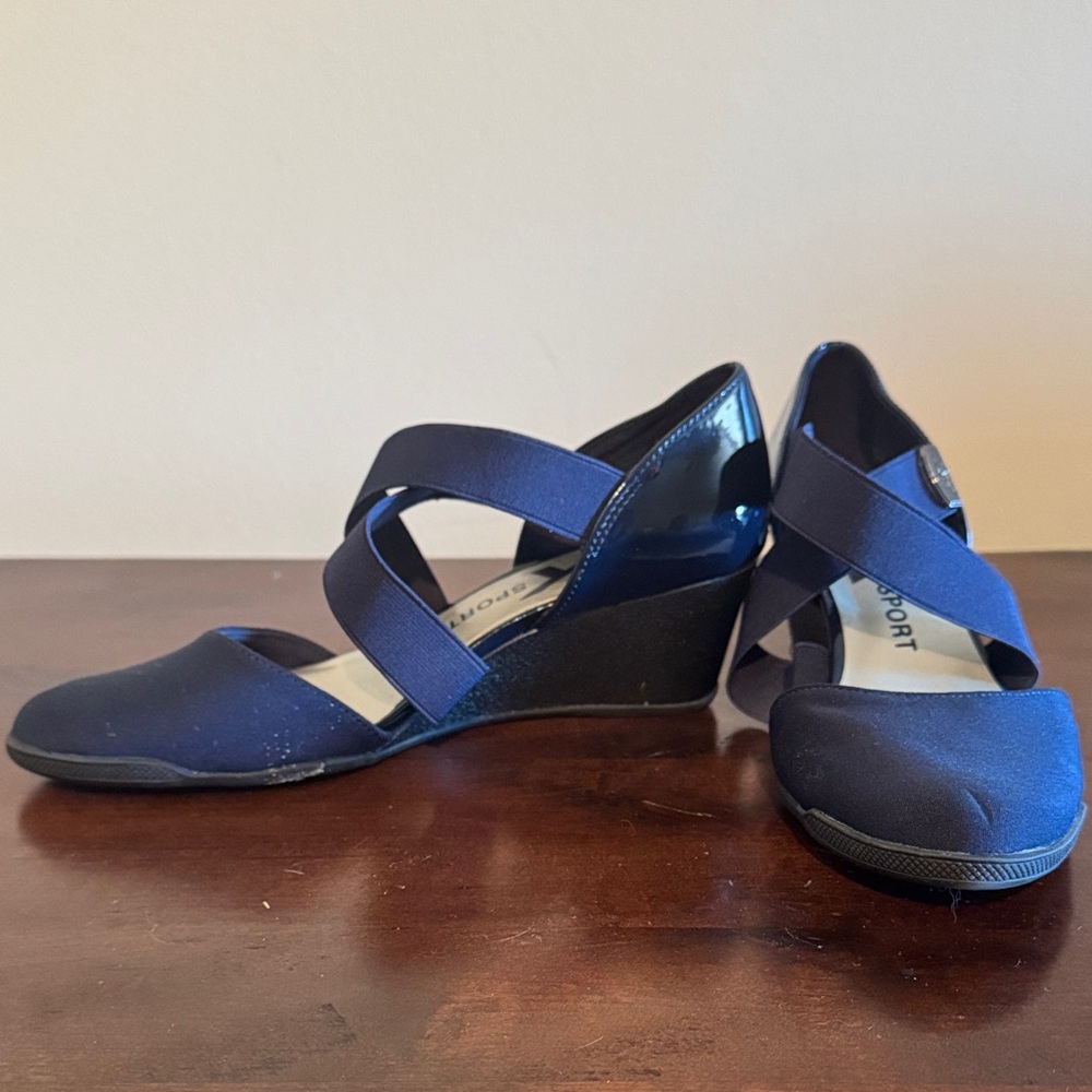 Anne Klein Navy Wedge Shoes